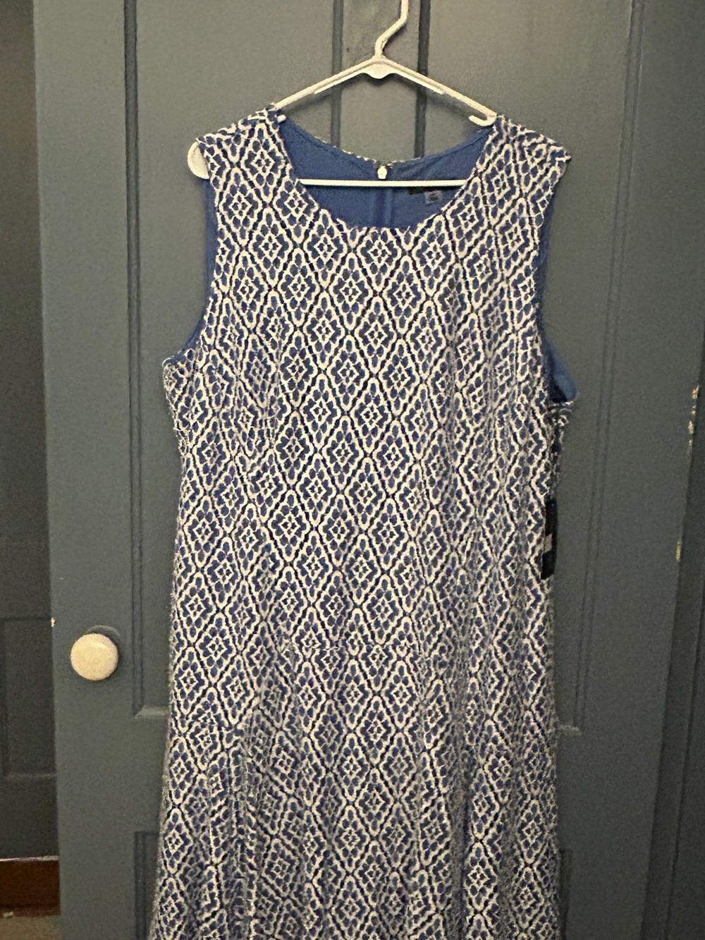 Tommy Hilfiger Blue and White Sleeveless Maxi Dress